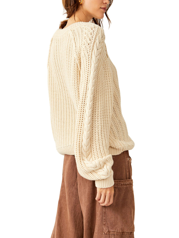 Free People Frankie Cable Sweater - Ivory