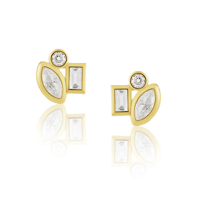 Sahira Amber Stud Earrings - Gold