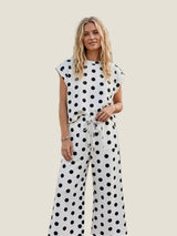 Dotted Darling Pant Lounge Set - White/Black
