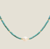 Miyuki Bead and Pearl Necklace - Turquoise
