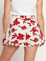 Petals and Plans Shorts - Red & White