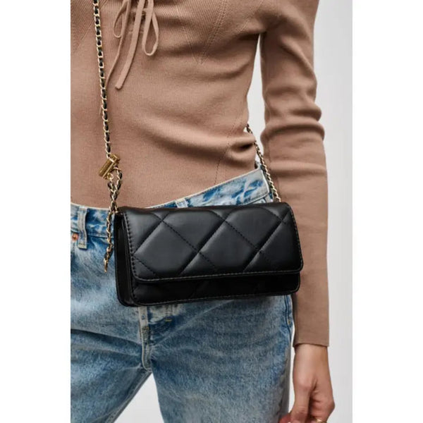 Merle Quilted Crossbody Purse - Black