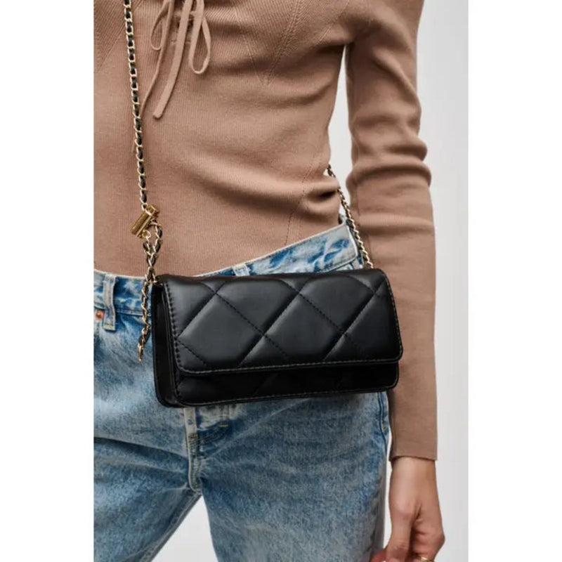 Merle Quilted Crossbody Purse - Black