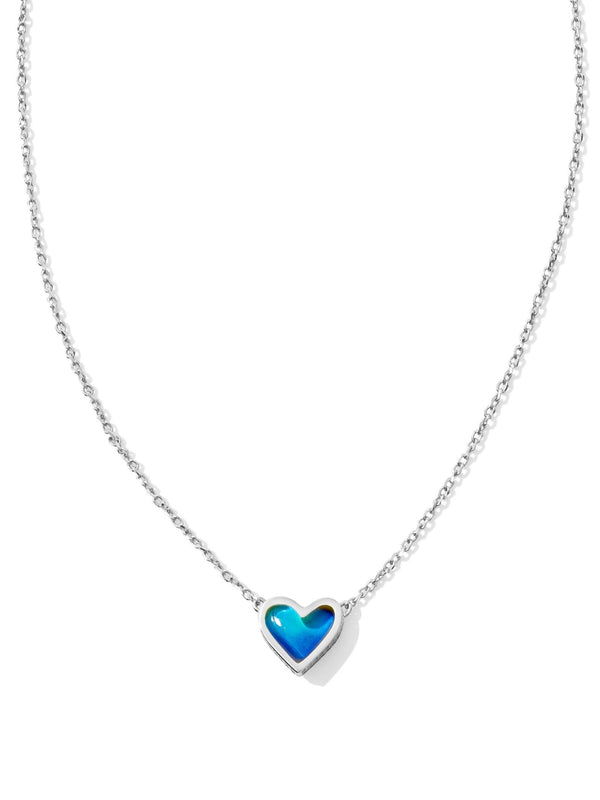 Kendra Scott Framed Ari Heart Necklace - Silver Moon Stone