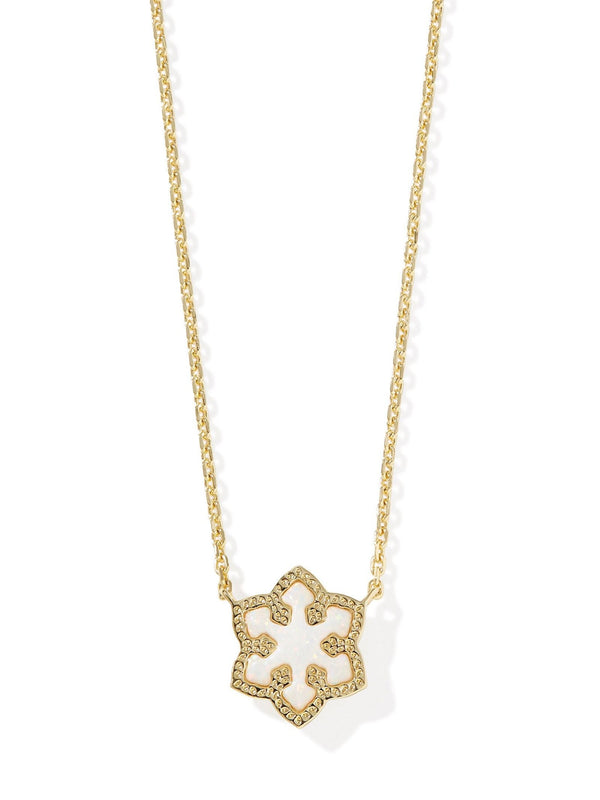 Kendra Scott Snowflake Pendant Necklace - Gold White Opal