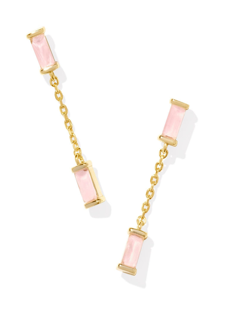 Kendra Scott Juliette Drop Earrings - Gold Rose Quartz