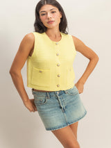 Vest Behavior Top - Pale Yellow