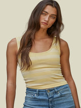 Sunset Stripe Padded Tank - Butter Yellow