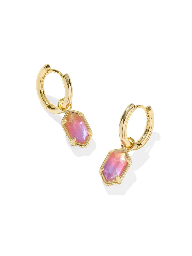 Kendra Scott Hallie Huggie Earrings - Gold Sunrise Watercolor Illusion