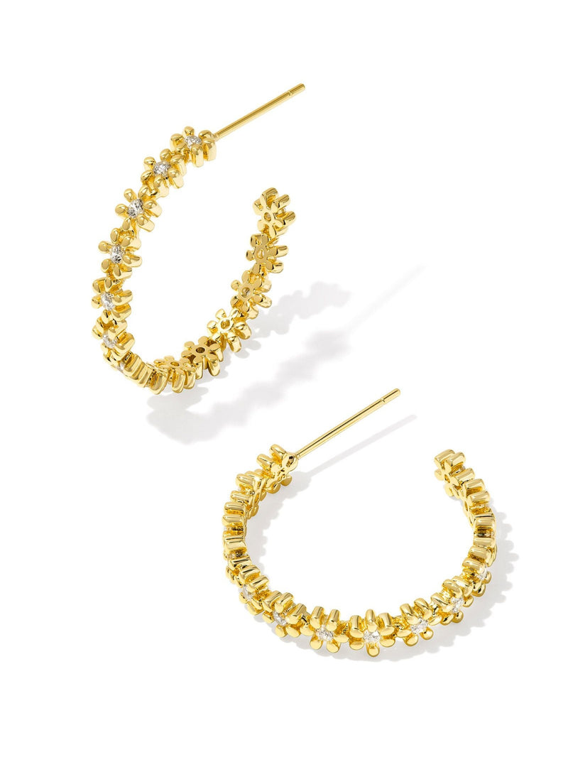 Kendra Scott  Nydia Hoop Earrings - Gold White Crystal