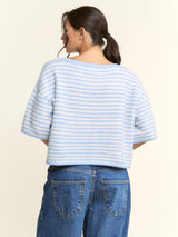 On The Daily Cardigan - Blue/Ivory