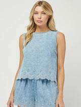 The Downtown Denim Top - Denim