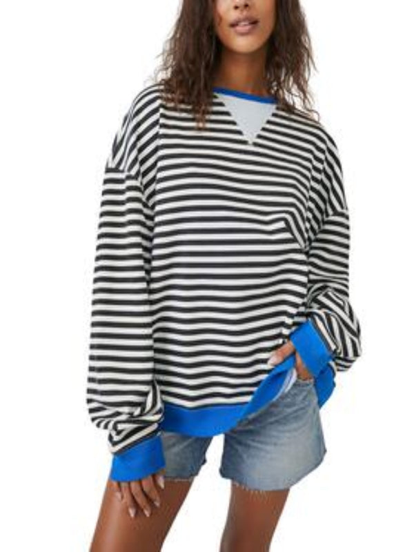 Free People Classic Striped Crew - Black Combo