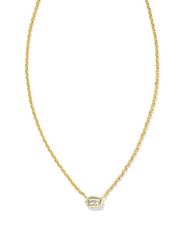 Kendra Scott Fern Crystal Short Pendant Necklace - Gold White Crystal