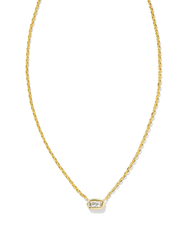 Kendra Scott Fern Crystal Short Pendant Necklace - Gold White Crystal