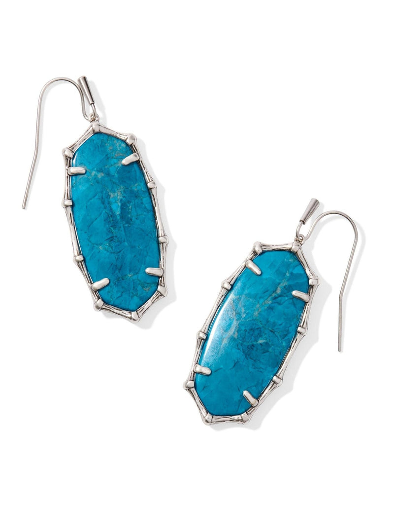 Kendra Scott Elle Bamboo Drop Earrings - Silver Variegated Indigo Magnesite