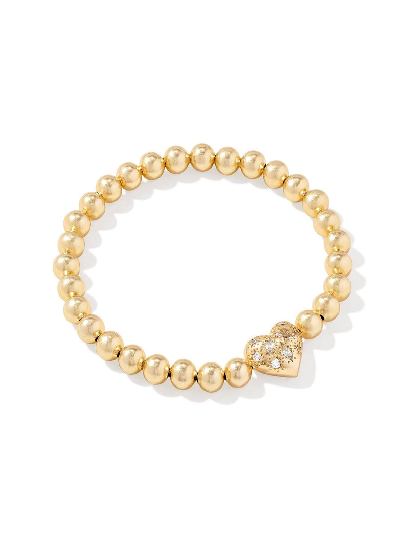 Kendra Scott Holland Heart Stretch Bracelet - Gold White Crystal