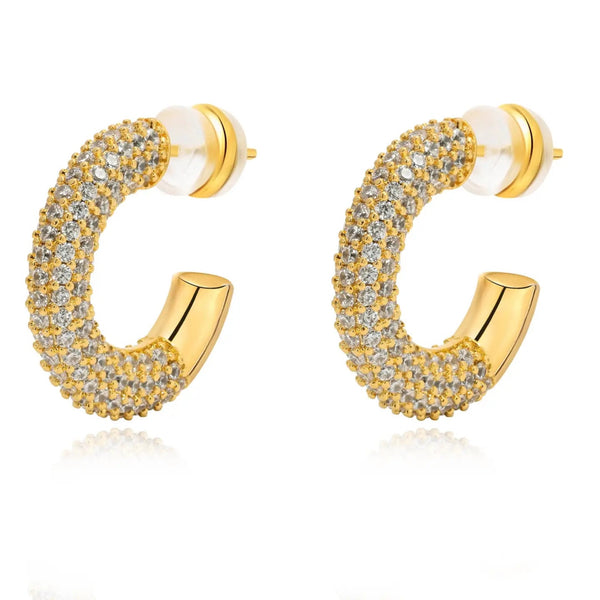 Sahira Demi Pave Hoop Earrings - Gold