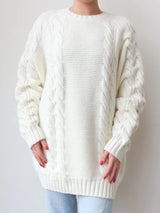 Brunette The Label Cable Knit Big Sister Sweater - Cream