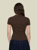 Rich Roast Ribbed Top - Dark Brown
