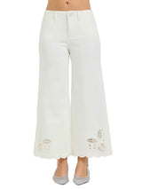 Risen High Rise Eyelet Jeans - Cream