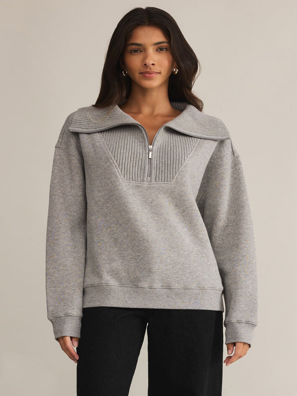 Z Supply Sonata Fleece Sweatshirt - Heather Grey