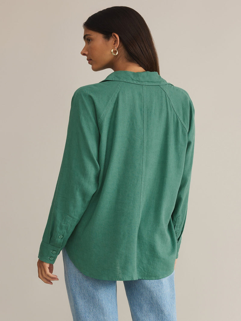 Z Supply The Perfect Linen Top - Botanical Green