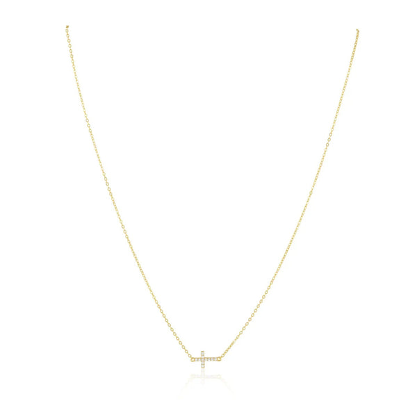 Sahira Janet Side Cross Necklace - Gold