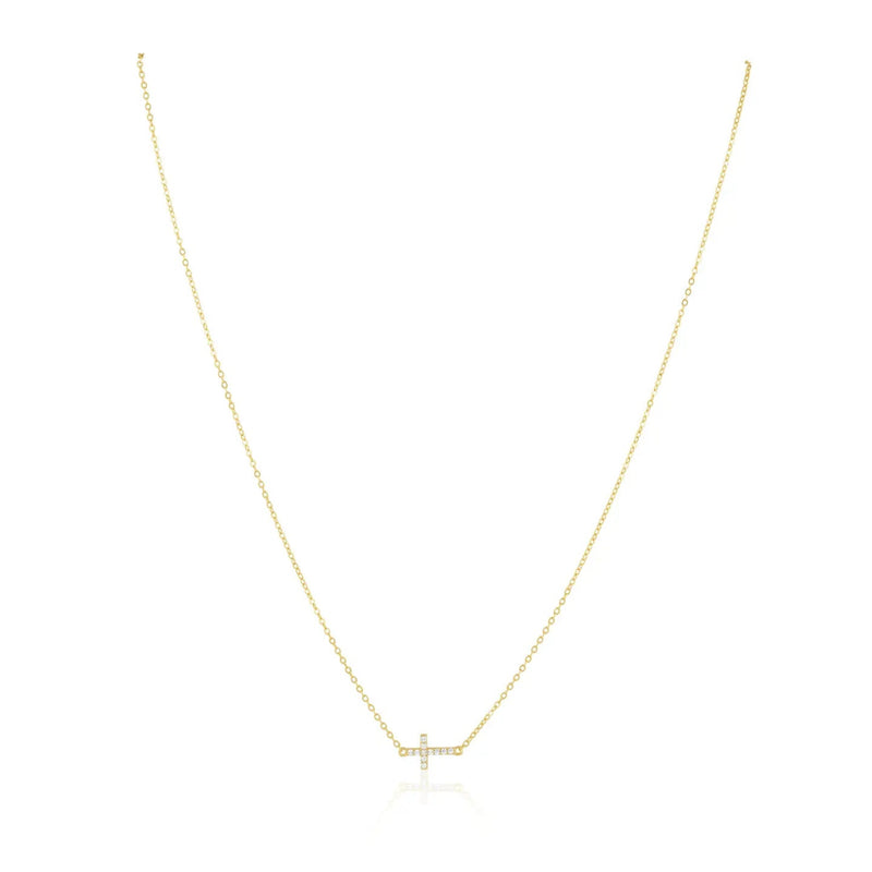 Sahira Janet Side Cross Necklace - Gold