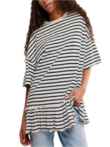 Free People Why Yes Striped Tee - Black/ White Combo