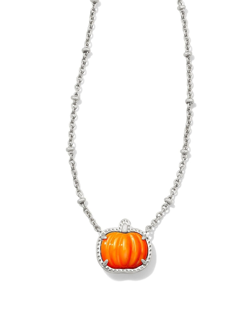 Kendra Scott Pumpkin Necklace - Silver Orange MOP