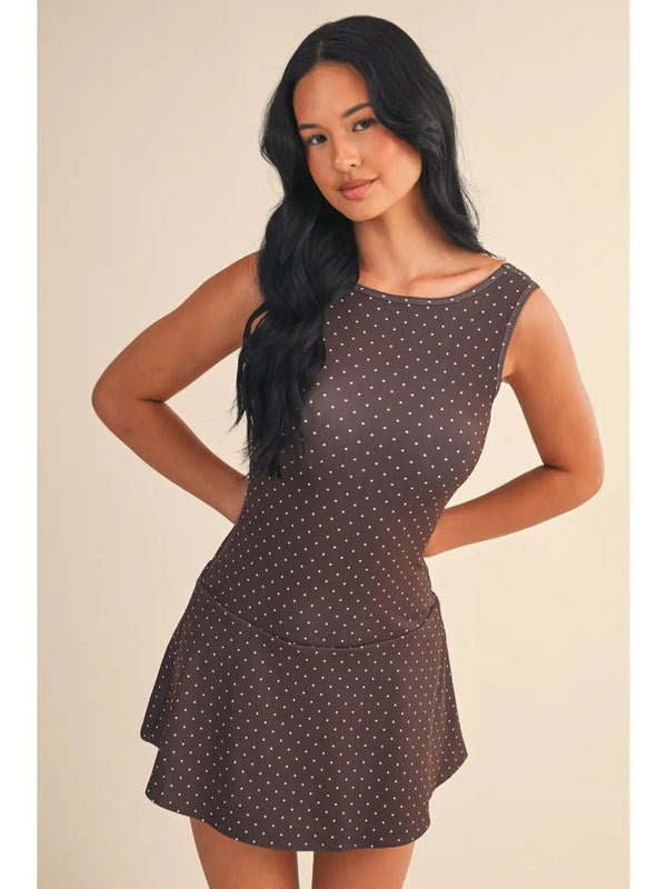 Love Language Athletic Dress - Brown Polka Dot