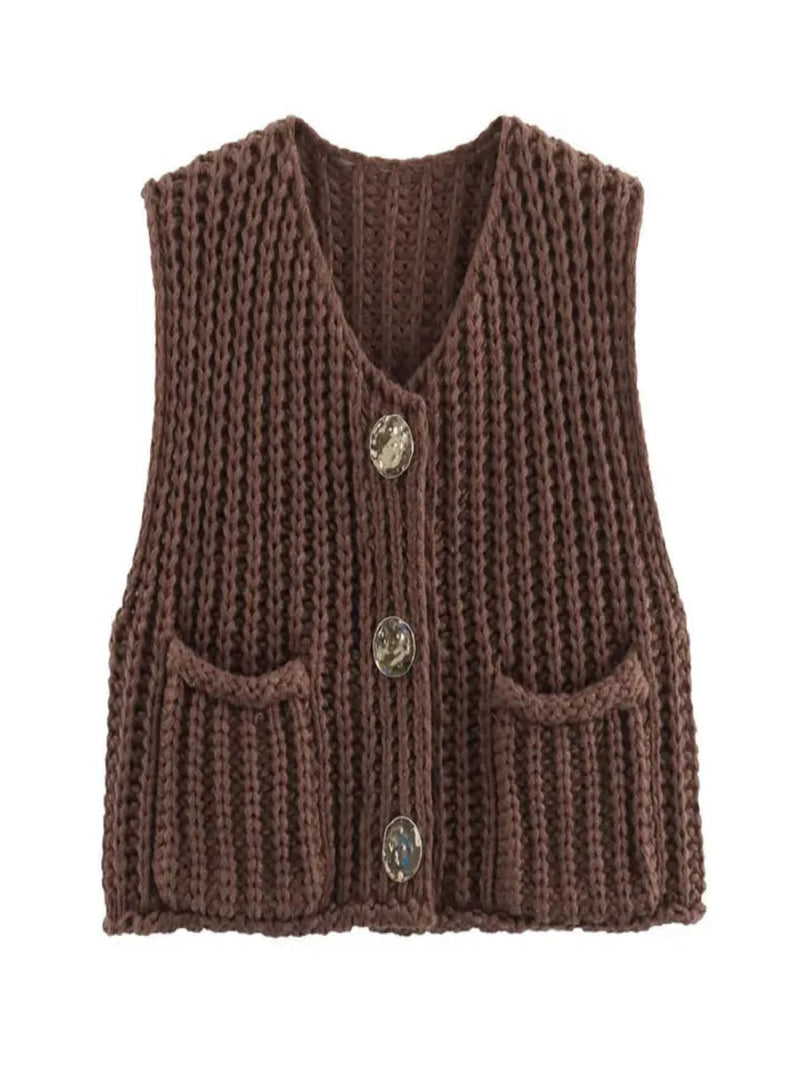 The Cozy Cabin Vest - Brown