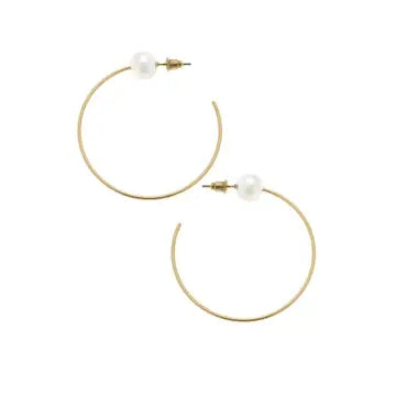 Blossom Pearl Hoop Earrings - Gold