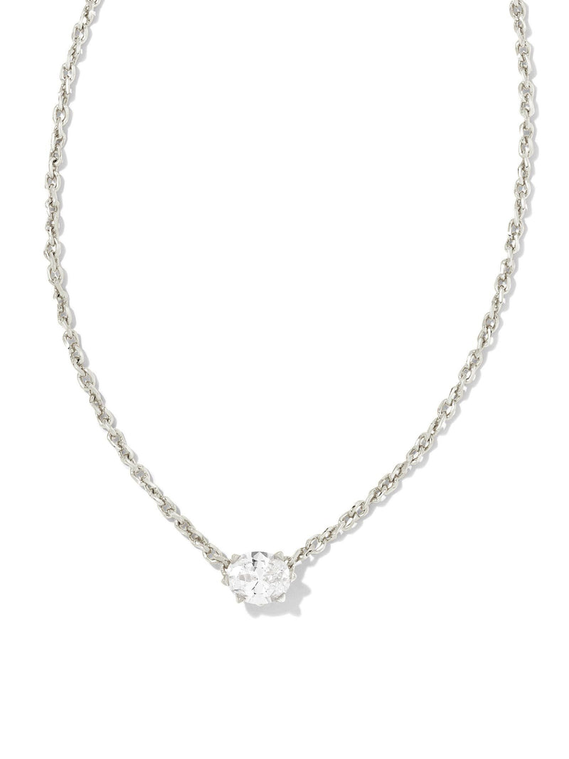 Kendra Scott Cailin Pendant Necklace - Silver White Crystal