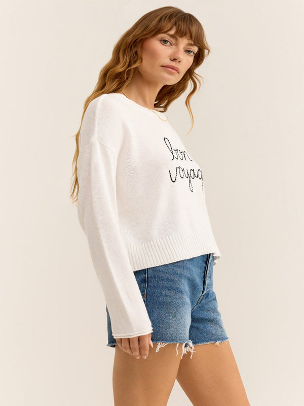 Z Supply Sienna Bon Voyage Sweater - White