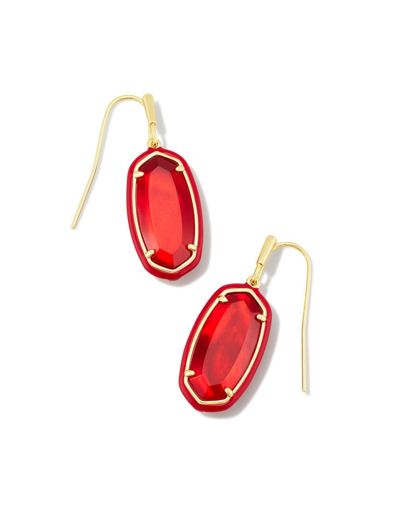 Kendra Scott Dani Enamel Framed Drop Earrings - Gold Red Illusion