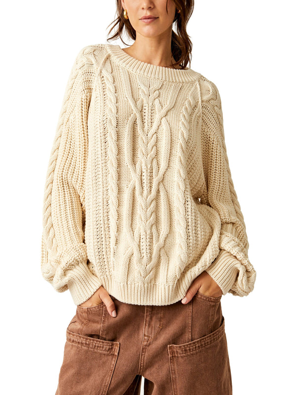 Free People Frankie Cable Sweater - Ivory