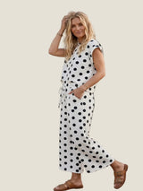 Dotted Darling Pant Lounge Set - White/Black
