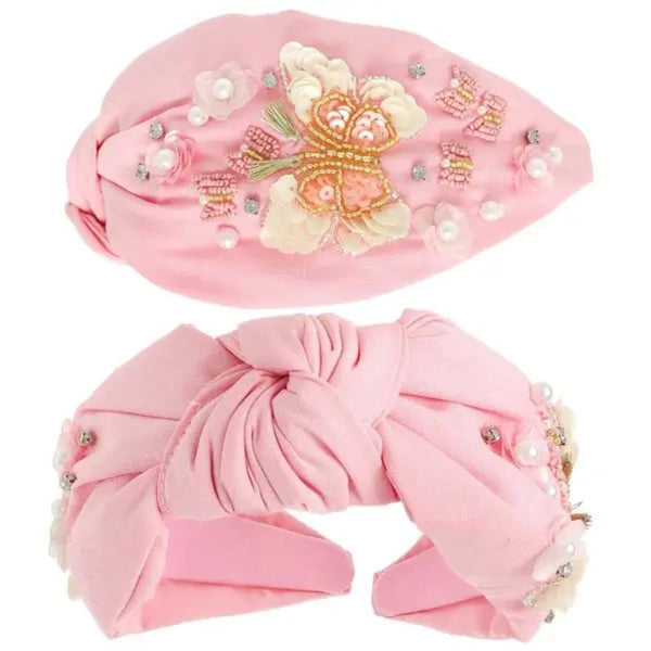 Butterfly Beaded Headband - Pink