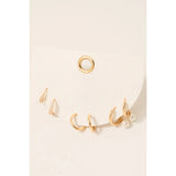 Half Display Pad Studs And Hoops Earrings Set - Gold