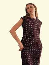 Dot & Drape Blouse - Wine