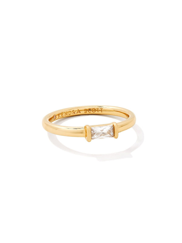 Kendra Scott Juliette Gold White Crystal Band Ring - 8