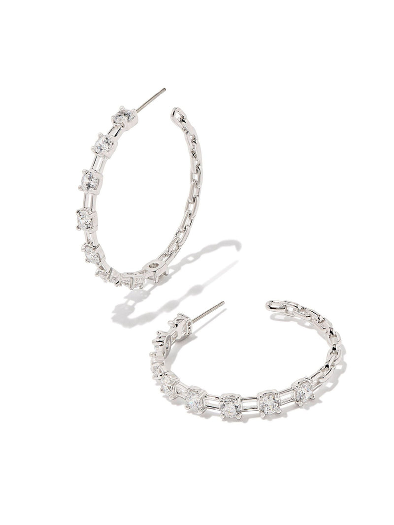 Kendra Scott Lexi Hoop Earrings - Silver White Crystal