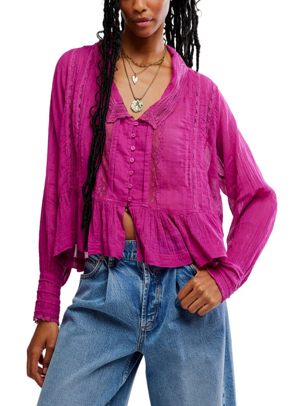 Free People Elodie Blouse - Dragon Fruit