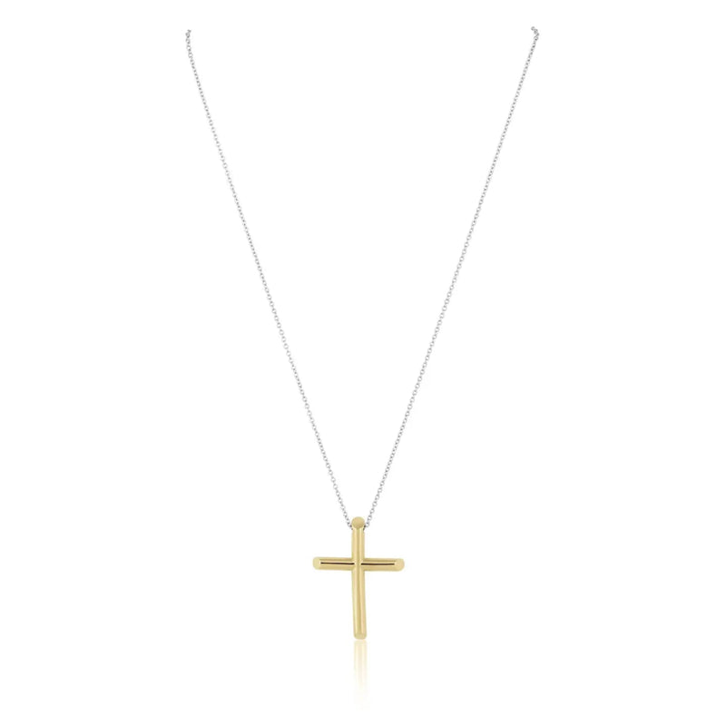 Sahira Two Tone Cross Necklace - Silver/Gold