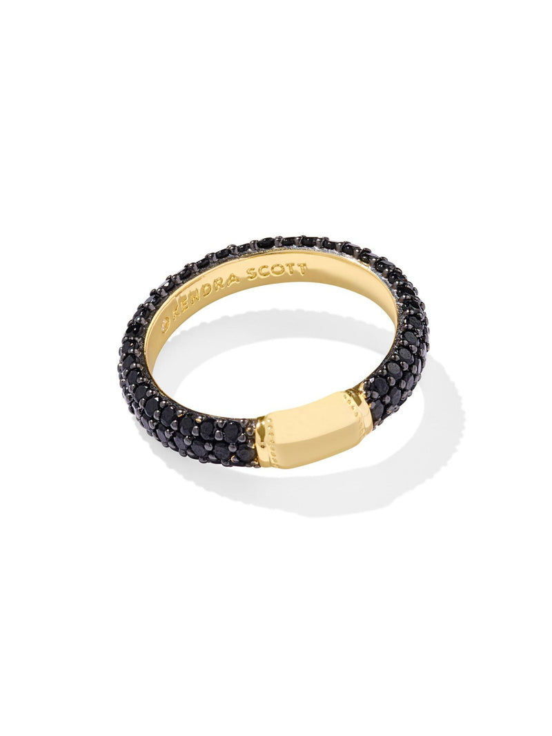 Kendra Scott Emery Band Ring Gold Black Crystal - 7