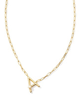 Kendra Scott Pearl Letter Short Pendent - Gold White Pearl