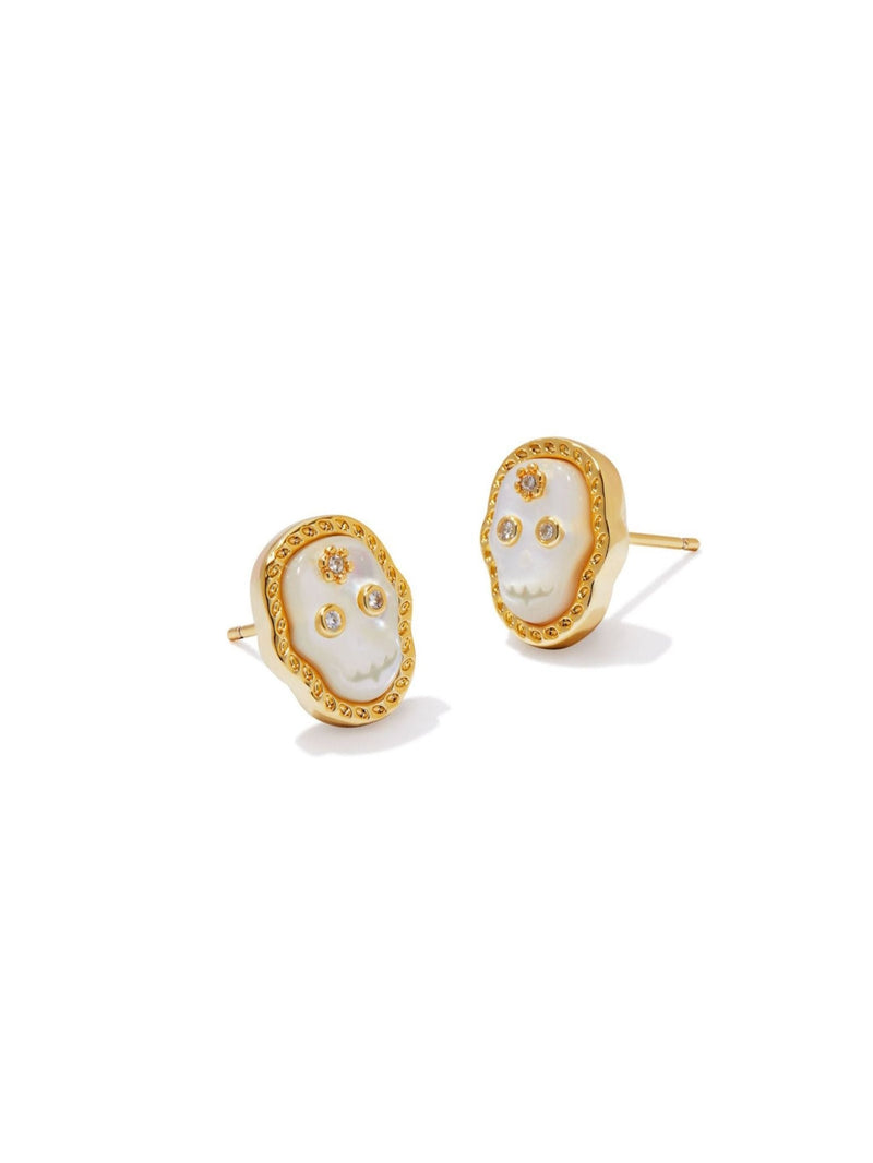 Kendra Scott Skeleton Stud Earrings - Gold Ivory MOP