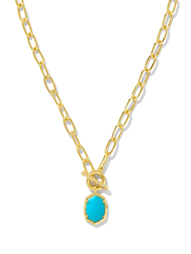 Kendra Scott Daphne Link Necklace - Gold Variegated Turquoise